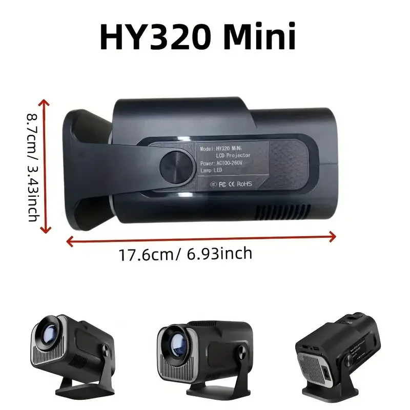 Portable Best hy320 Mini Full HD Video Home Smart hy320 Mini LCD Projector 720p Android 12 hy 320 Wifi6 BT5.0 Outdoor Gaming TV