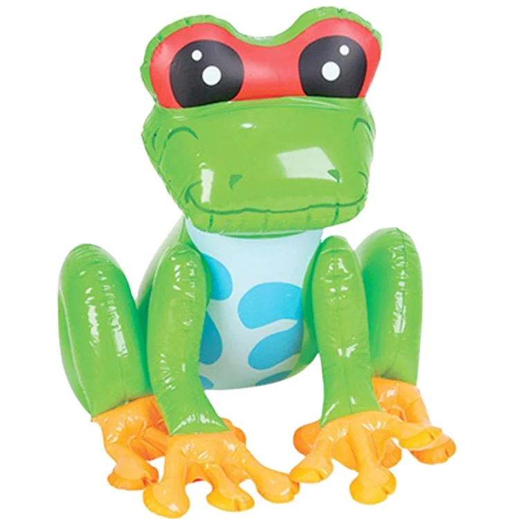 China factory green frog inflatable 24 inch custom made vinyl soft animals toys small blow up animals plastic toys