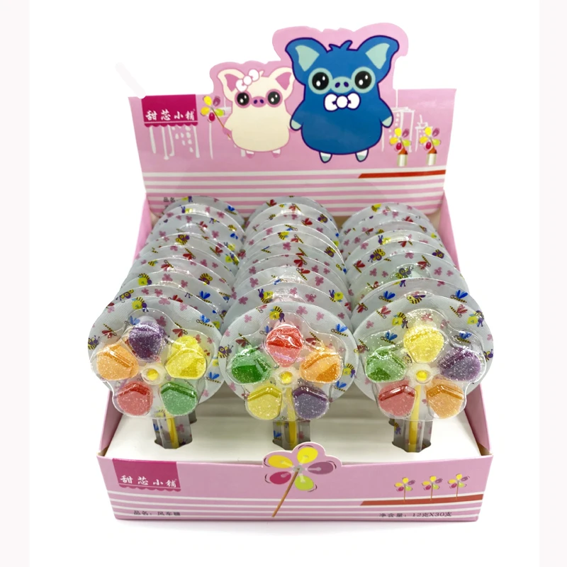 OEM ODM Fruit Flavor Windmill Gummy Jelly Candy Lollipop wholesale Toys For Kids wholesale