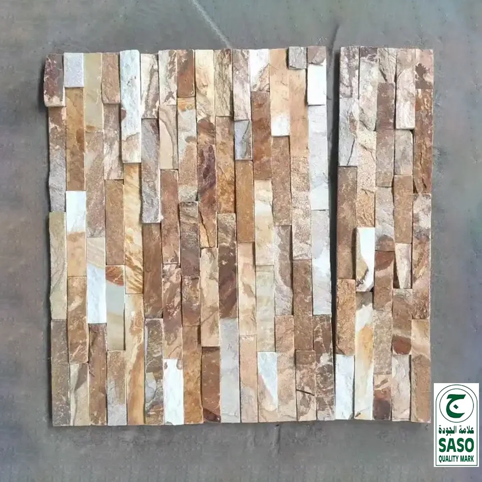 Natural stone splicing 3d outdoor wall slate cladding elevation veneer villa exterior wall plate