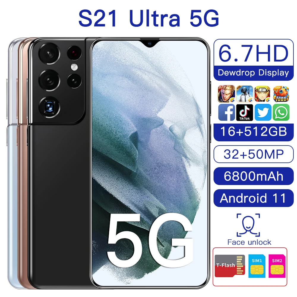 Новая акция индивидуальный логотип S21ultra 5g телефон clon No Minimum S21 + Ультра смартфон Сотовый