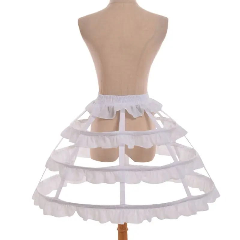 Women Girls Lolita Hollow Lotus Leaf Lace Bird Cage Fish Bone Skirt Cosplay Dress Skirt Petticoat Bride Wedding Dress Lining