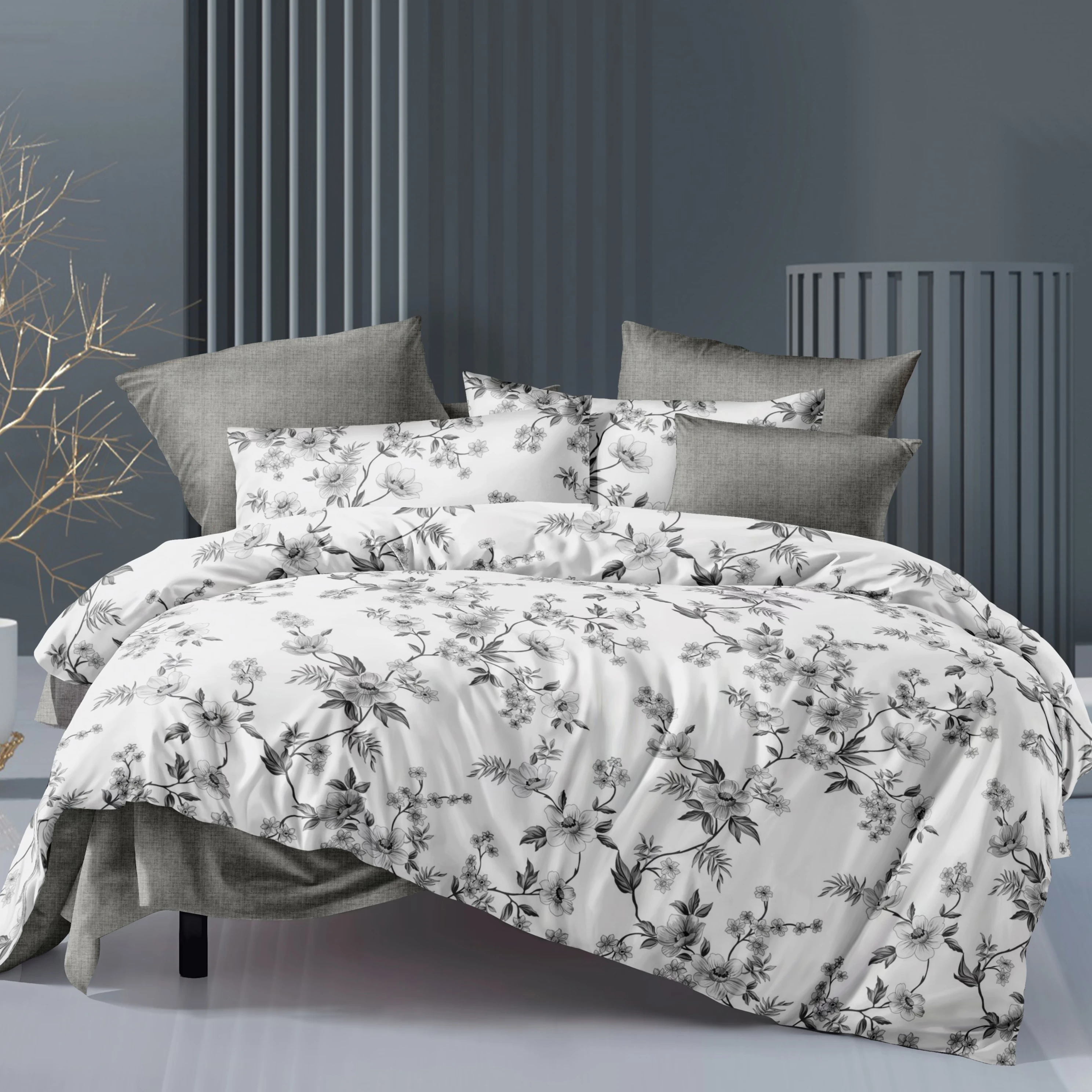New Design Bed Duvet Comforter Floral Pattern Bedding Sets 7 Pieces Comforter Luxury Bedding Set