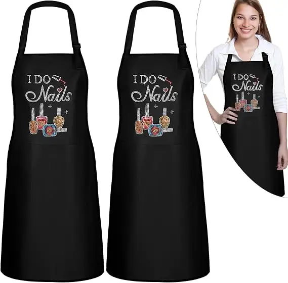 KEFEI custom plain waterproof black long strap beauty hair nail artist apron