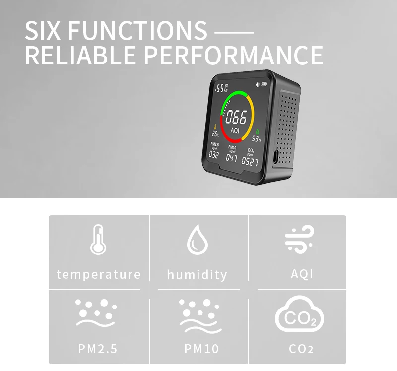 PTH-9AW Wholesale Handheld Portable CO2 Meter PM2.5 PM10 Air Minitor- WIFI air quality monitor connect tuya app