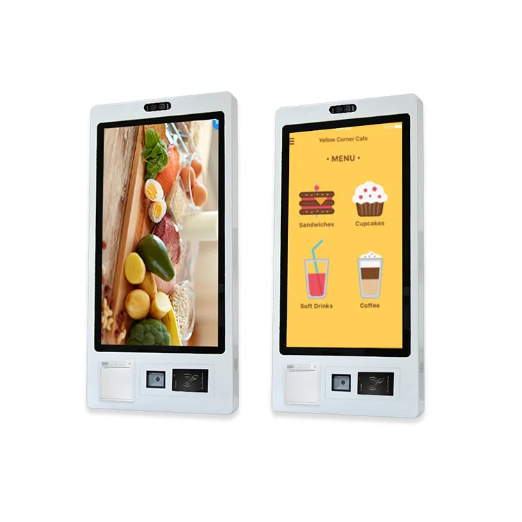 Crtly 32' wall mounted capacitive touch screen health information inquiry kiosk self service indoor food ordering payment kiosk