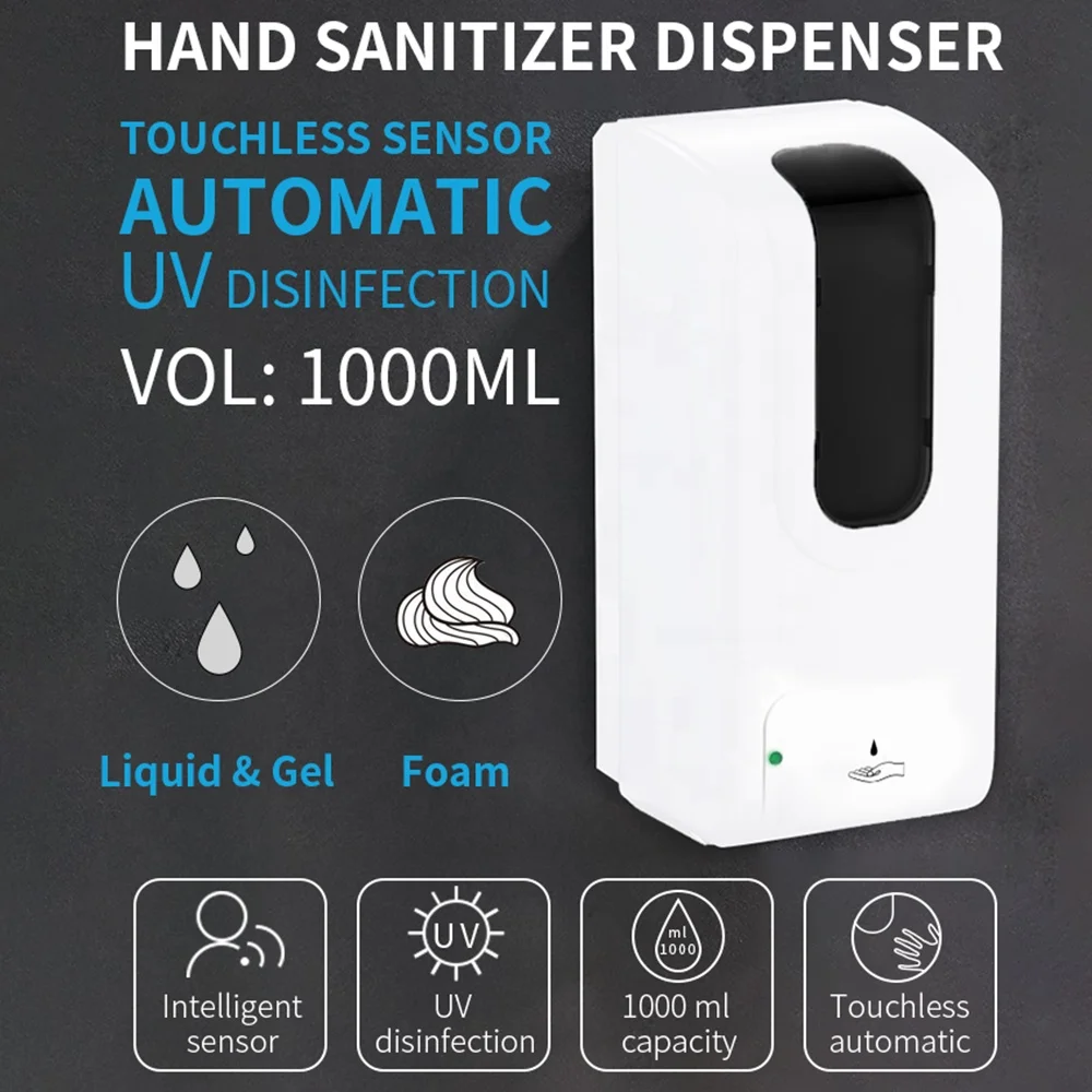 
1000ml touchless hand disinfection machine wall mounted automatic liquid alcohol sanitizer soap dispenser 