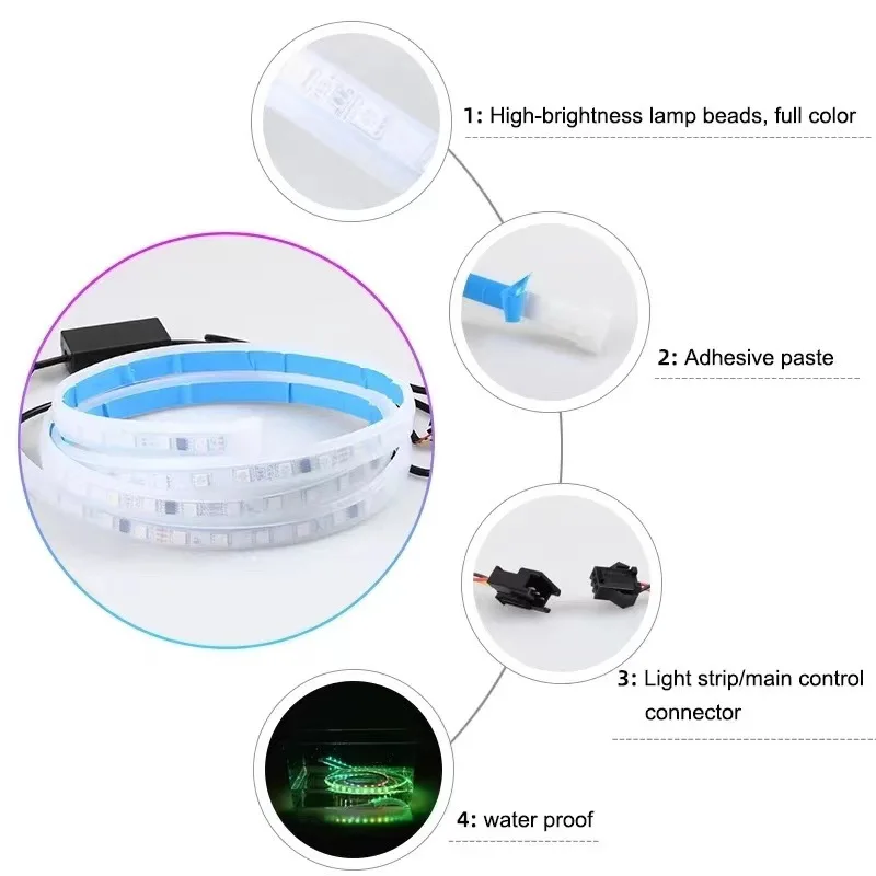 DIY Universal Car Hood Flexible Led Strip Light 12V White Daytime Running Lights Decoration Backlight Long Auto Atmospere Lamp