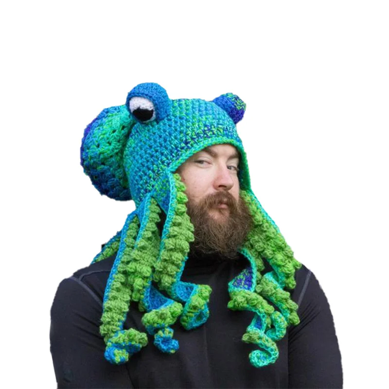 Designer fashion caps Octopus hat knitted hat acrylic cap Hip-hop funny handmade knitted woolen hat for gift couple