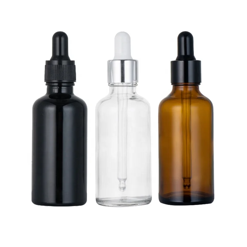 Best selling 30 ml 50ml original shiny black glass dropper bottle 15ml 100ml hair oil essential oil repair serum glass bottle
