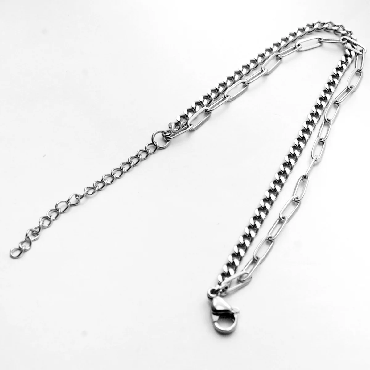 Paper clip Carved Cuban Link New Jewelry Exquisite Gift Double 2 Layer Chain Stainless Steel Bracelet