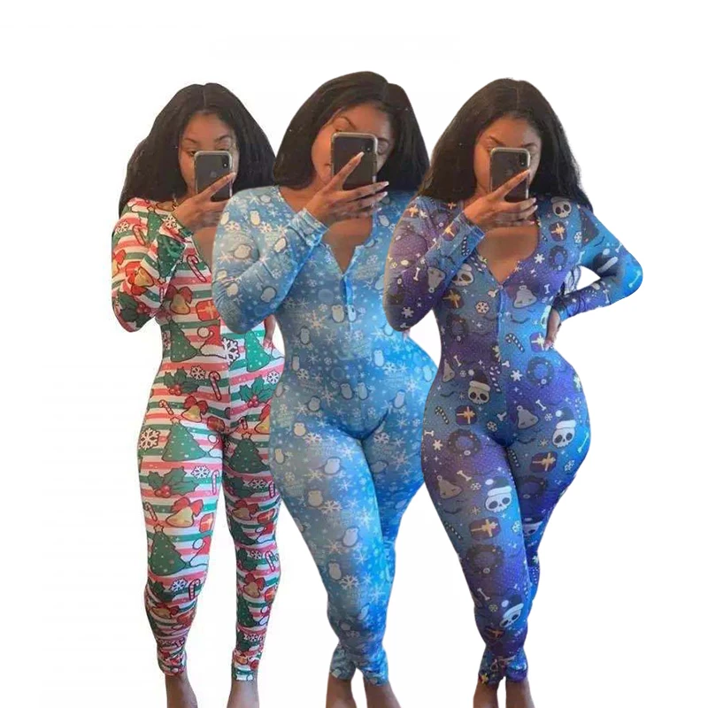 2020 Рождественская одежда плюс размер боди взрослые пижамы сексуальный туника с длинным рукавом Ночная пижама длинными рукавами для женщин сна;