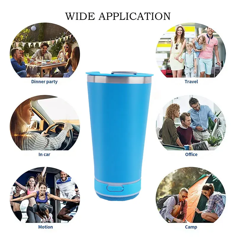 RTS Hot Selling Travel Portable Stainless Steel Water Bottle With Wireless Bluetooth Speakers With Opener