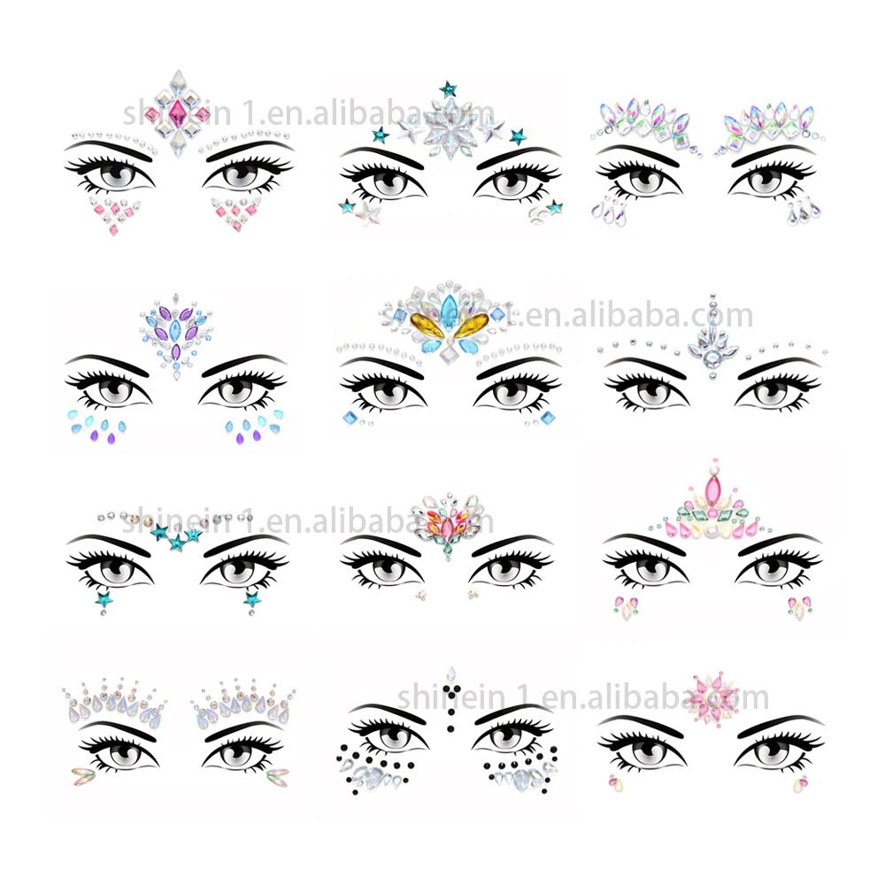 Wholesale Temporary Tattoo Adhesive Diamond Rhinestone Gem Face Body Jewel Sticker for Festival Party