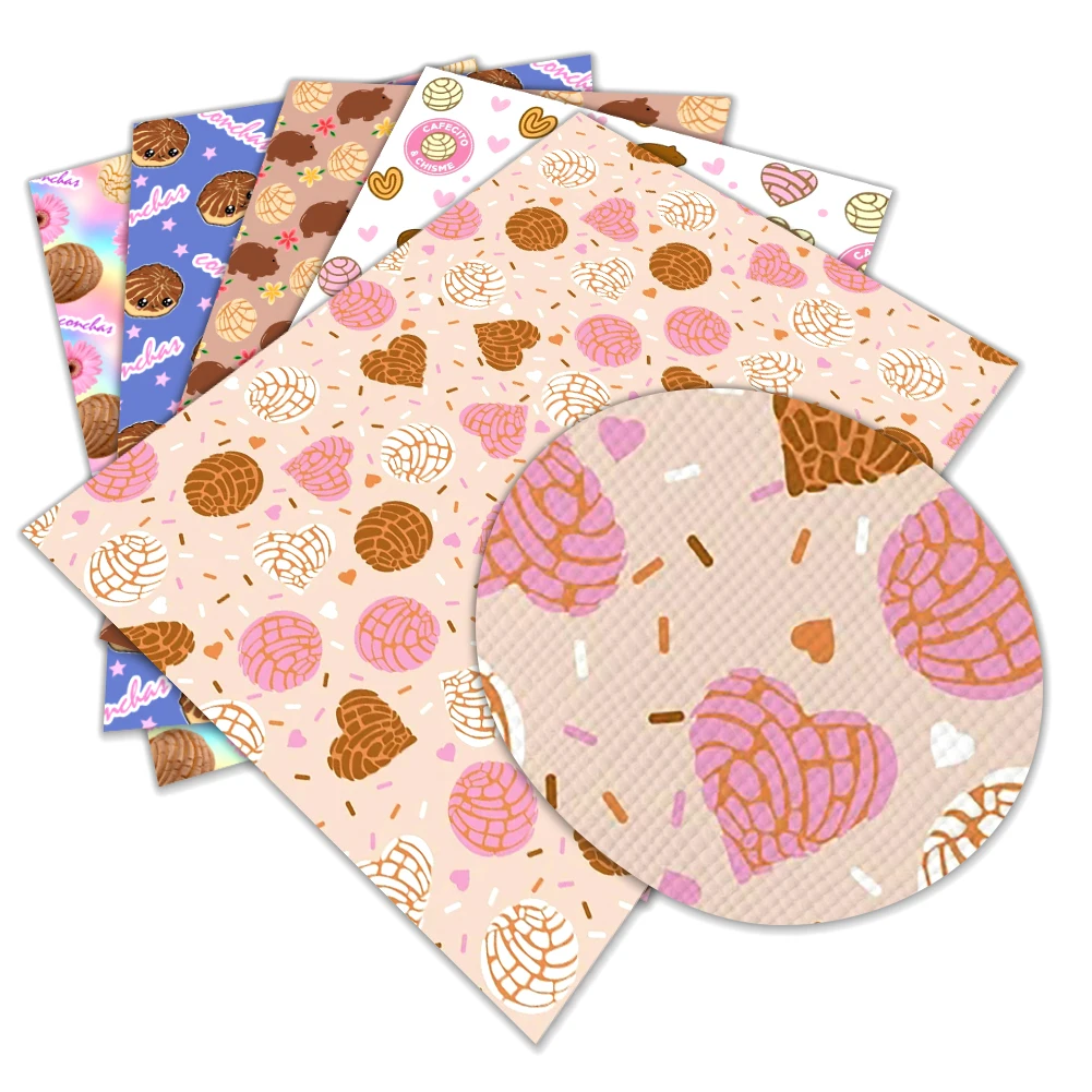 Mexical conchas printed Faux  Leather Cartoon 30*22 cm for Bag Bows book cover Earring DIY Crafts Material Faux Leather