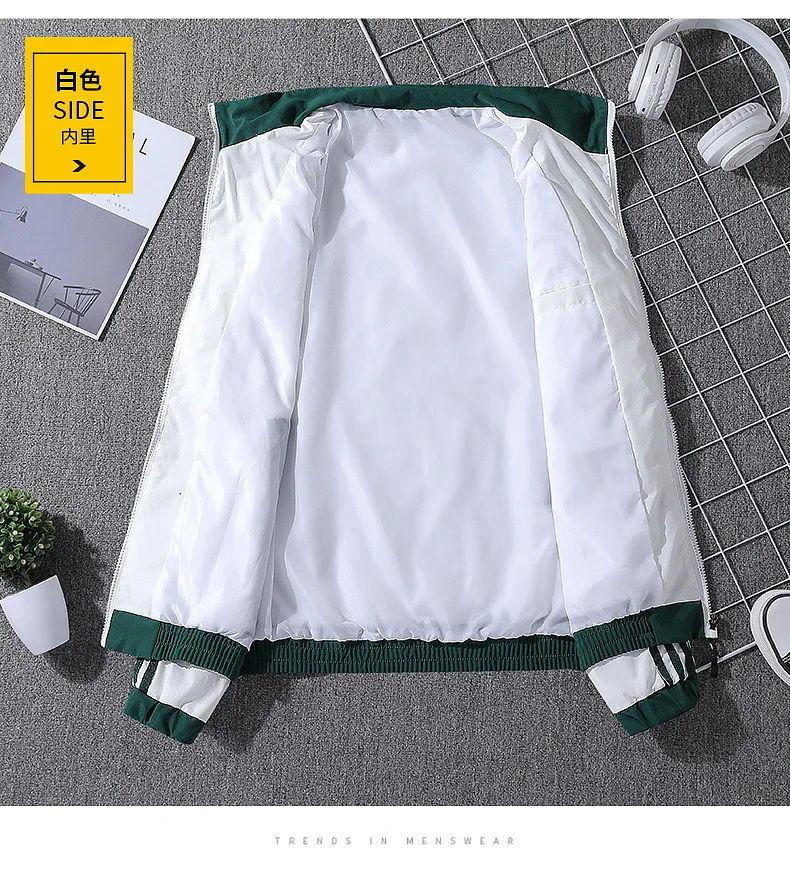 Trendy Korean-Style Cardigan - Solid Color with Three Stripes for Spring and Autumn Wear