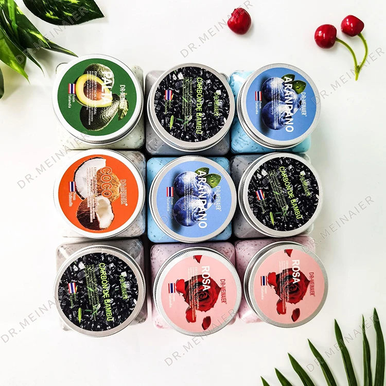 Custom Logo Rose Blueberry Avocado Body Exfoliating Deep Cleansing Scrubs Coconut Moisturizing Whitening Organic Body Scrub