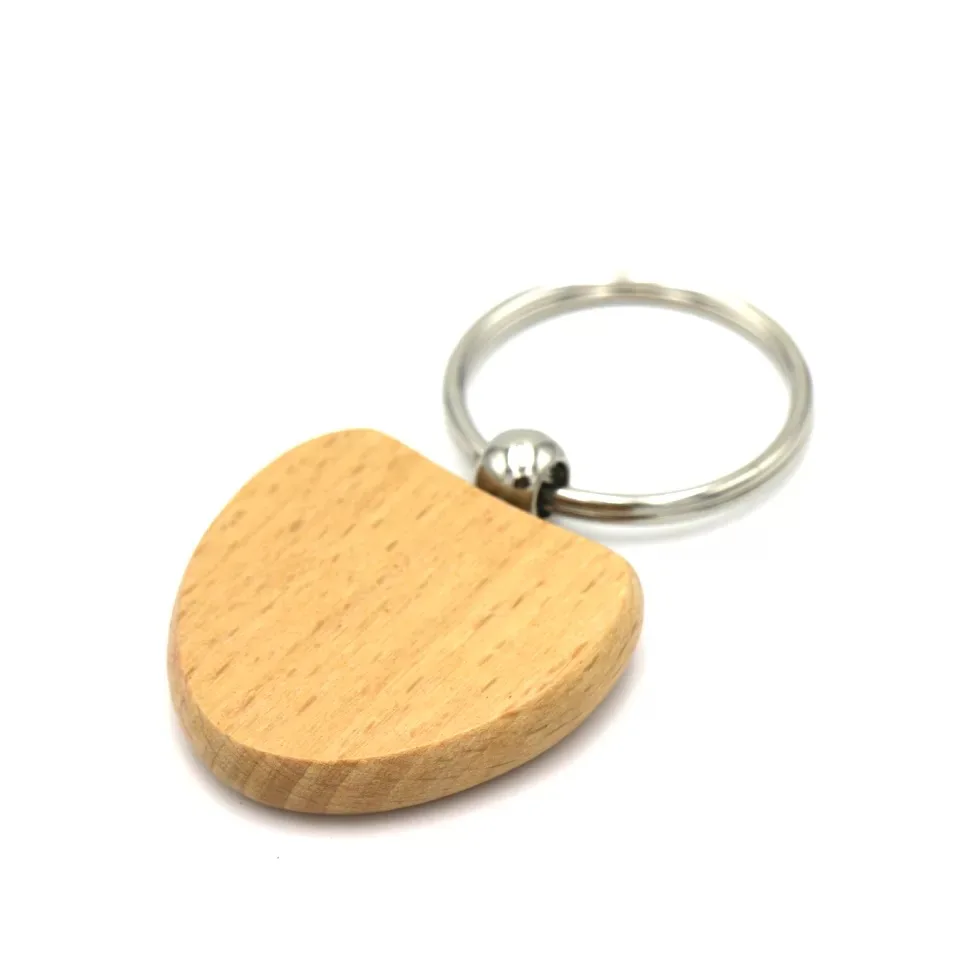 Custom Engraved logo High Quality Key Chain Heart Shape Blank Wood Keychain