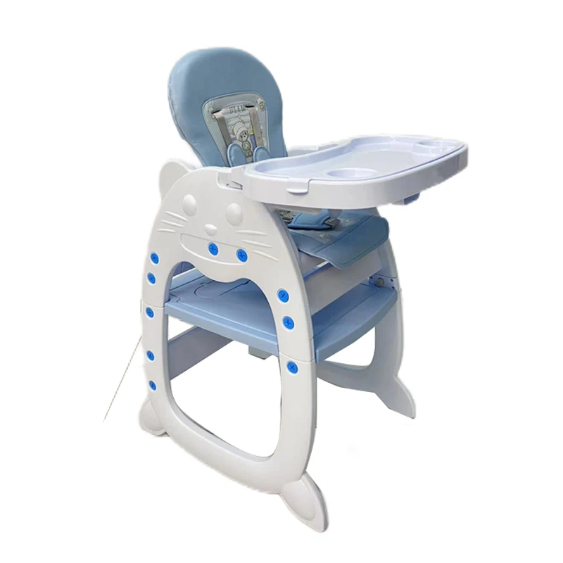 Multifunctional baby chair and table set backrest adjustable baby feeding chair cartoon shaped 3 in 1 baby high chair