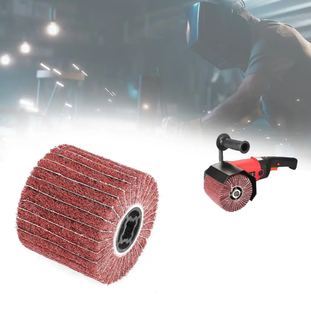 120# 240# 320# Mop Flap Non Woven Grinding Wire Drawing Abrasive Buffing Polishing Brush Wheel For Stainless Steel Metal