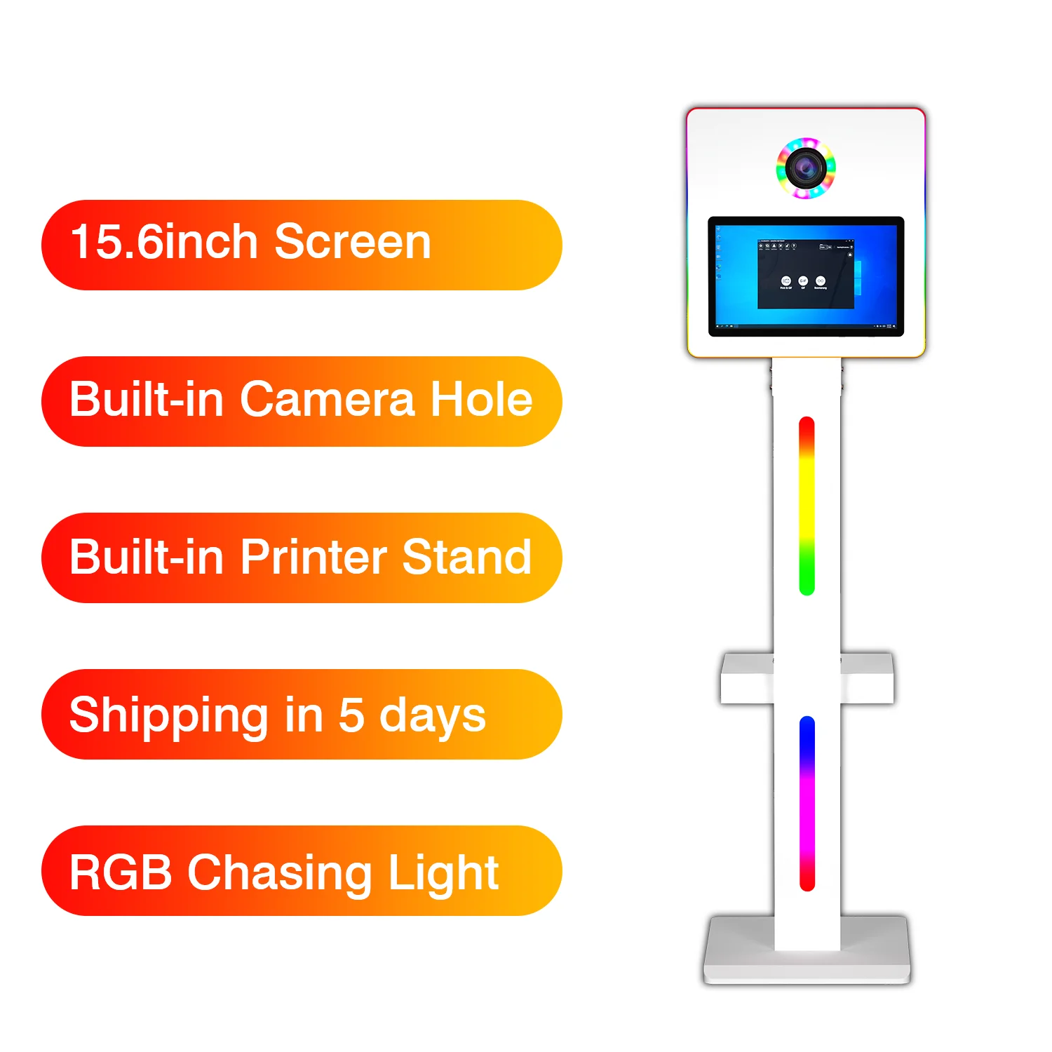 Dropshipping 15.6 Inch dslr photo booth Lcd Touch Screen Monitor Led Ring Light Photo Booth Dslr Selfie Booth