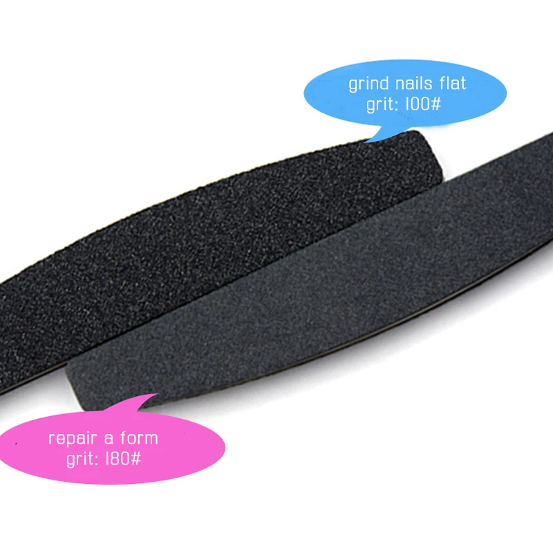 Washable Customize logo 100/180 black sanding nail files thickening emery board polisher nail file