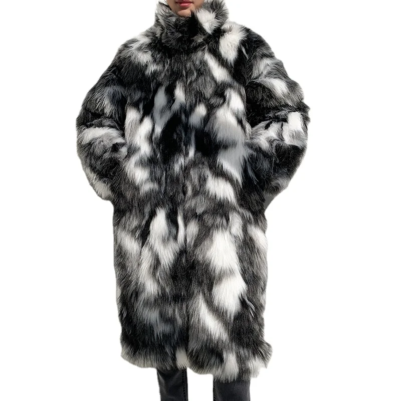Winter imitation fur, Hong Kong style, new trend, colorful cotton coat, large size warm cloak, hip-hop suit.