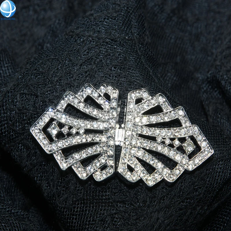 Custom Rhinestone Belt Buckle Closure Sweater Silver Clasp Hook  Wedding Bridal Belt Buckle Button Dress Decor Jewelry