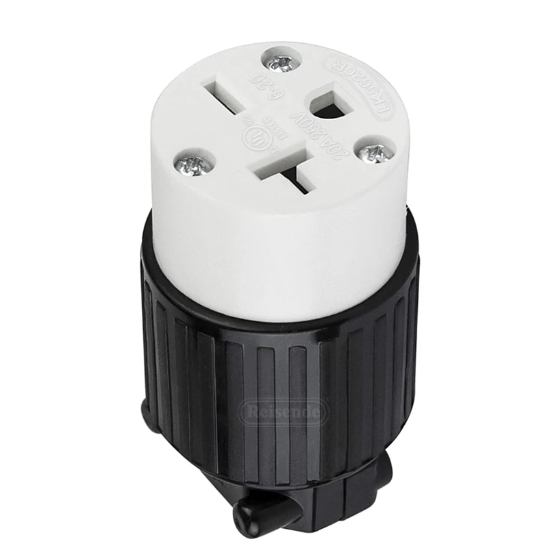Nema 6-20r Industrial Grade 20a 250v Straight Blade Cord Connector 2p 3w LK5620R Usa Female Plug