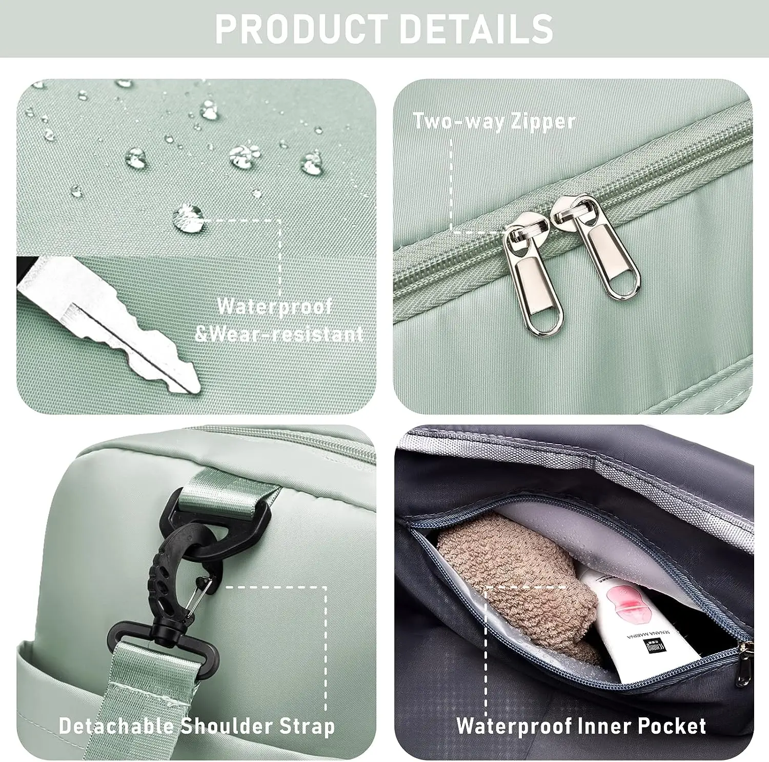 Large Foldable Travel Duffel Bag with Shoes Compartment for Labor and Delivery