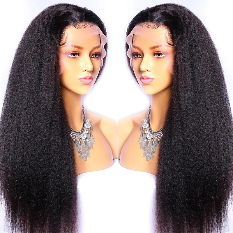 13x4 Lace Front Human Hair Wigs With Baby Hair 150% Density Brazilian Kinky Staight Full Lace Wigs Remy Hair  For Black Women