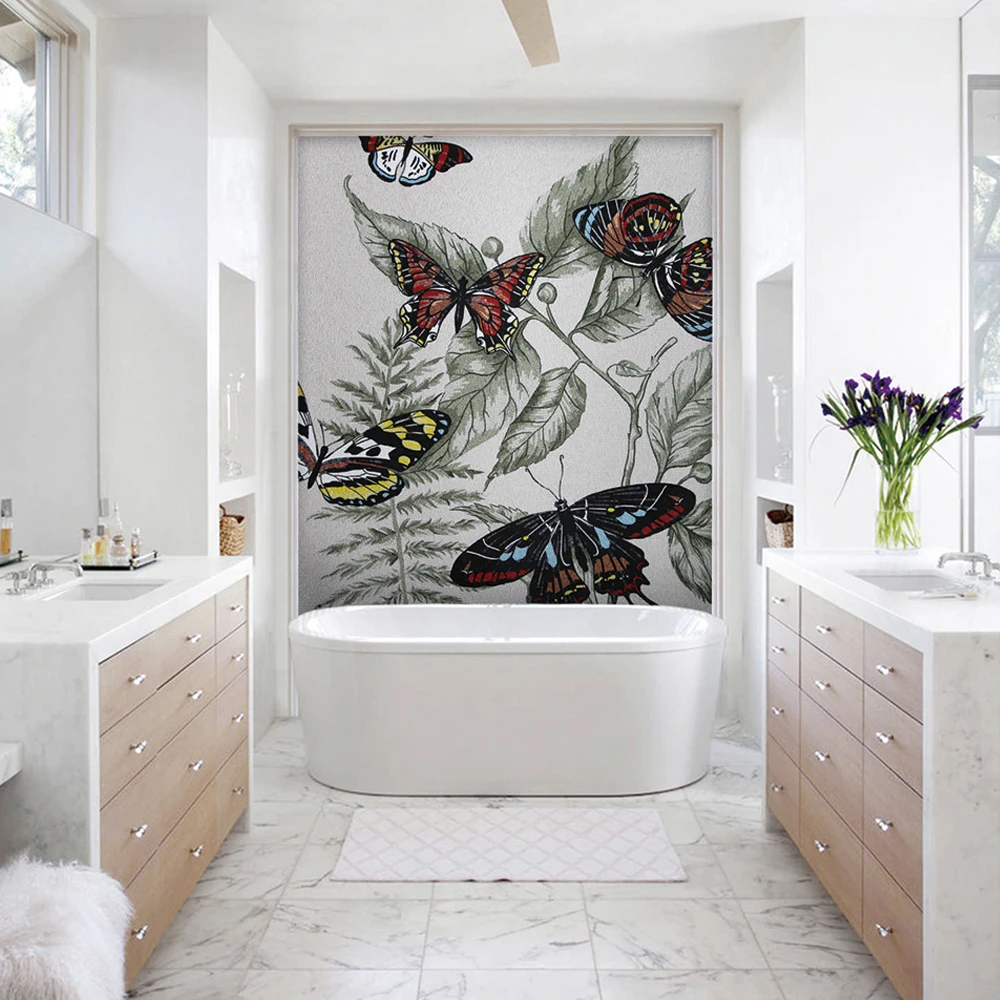 Customized made craft picture photo unique designs cut glass mosaic mural art mosaic pattern for modern wall design