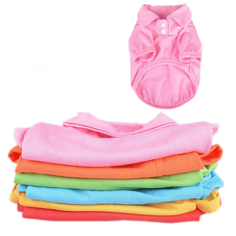 100%  Cotton Classic Plain Candy Colors Solid Pure Color Dog Polo Shirt Pet Summer T Shirts Clothes