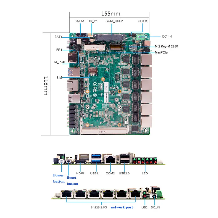 Высокопроизводительная материнская плата 6-гигабитный Ethernet-порт GPIO-шлюз брандмауэр мягкий маршрутизатор i3i5i7 сетевой коммутатор безопасности