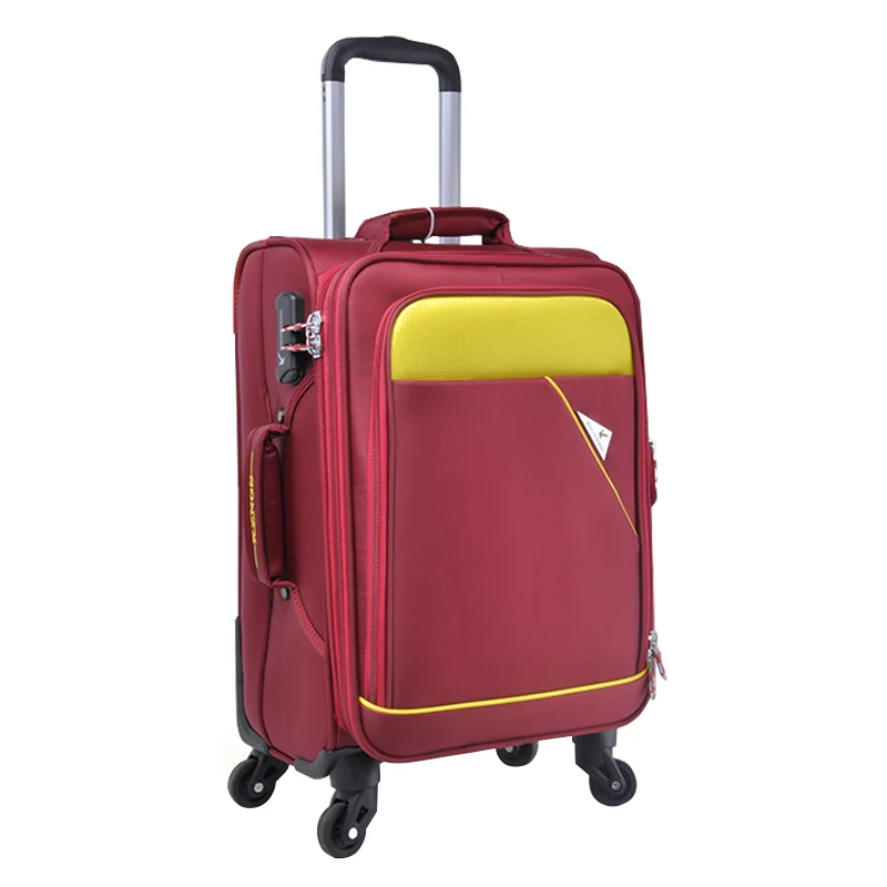 Чемодан на колесиках расширяющийся из полиэстера, комплект для путешествий, чемодан на четырех колесиках, Красный Модный Дамский ручной чемодан, 20/24 дюйма