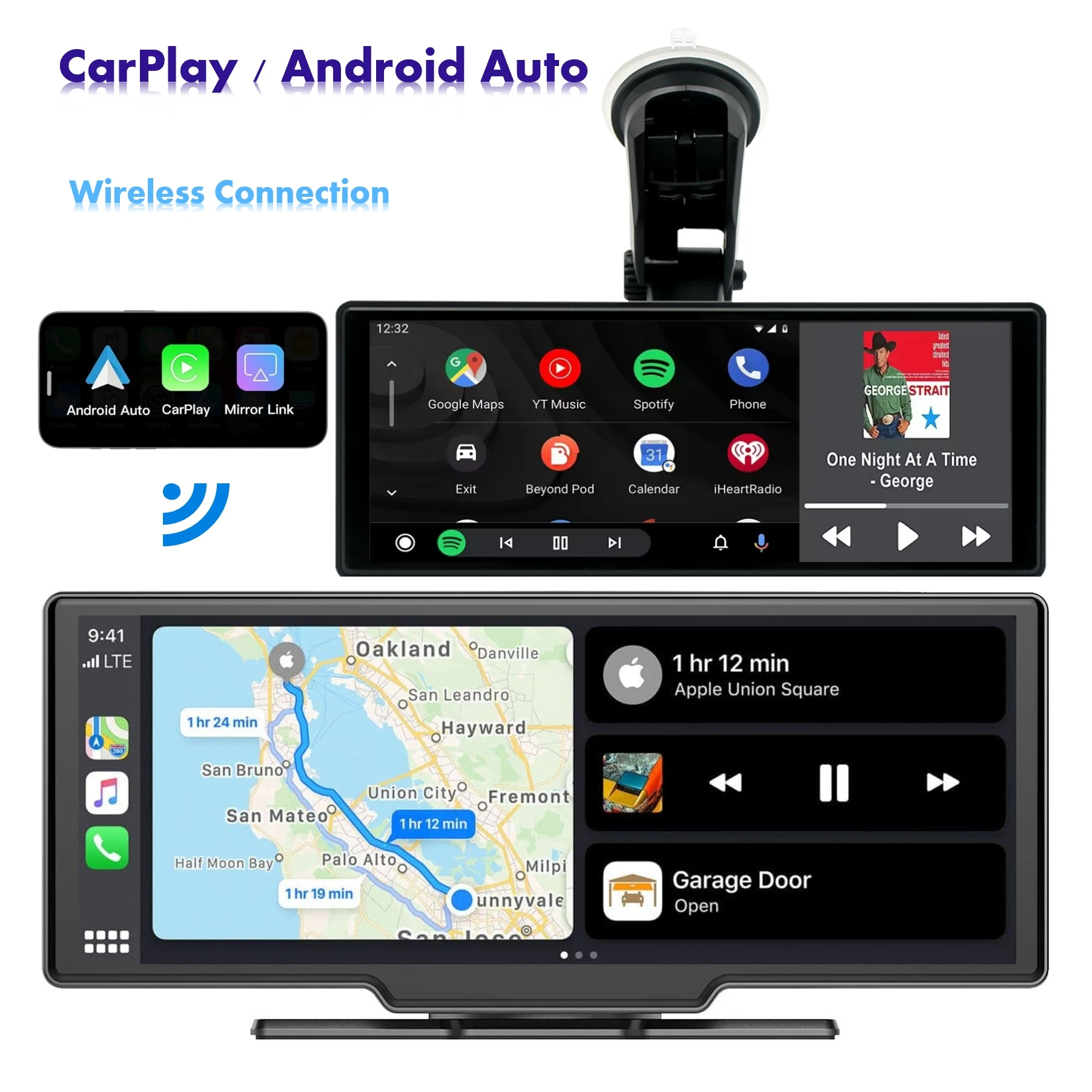 Zmecar Universal 10.26inch Car Radio AndroidAuto Wifi Bt Fm Airplay Support 1080P Camera Portable Car Player