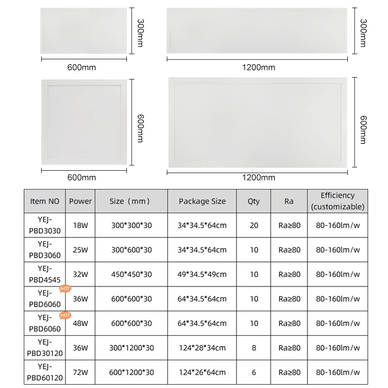 office indoor lighting square recessed 60x60 30x60 60x120 30x120 ultra thin led lamp panel light