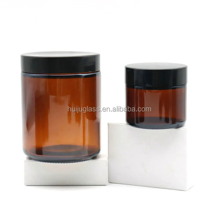 Candle holder luxury 2oz 4oz 7oz 8oz 10oz 12oz 14oz amber frost glass candle jar with metal lid
