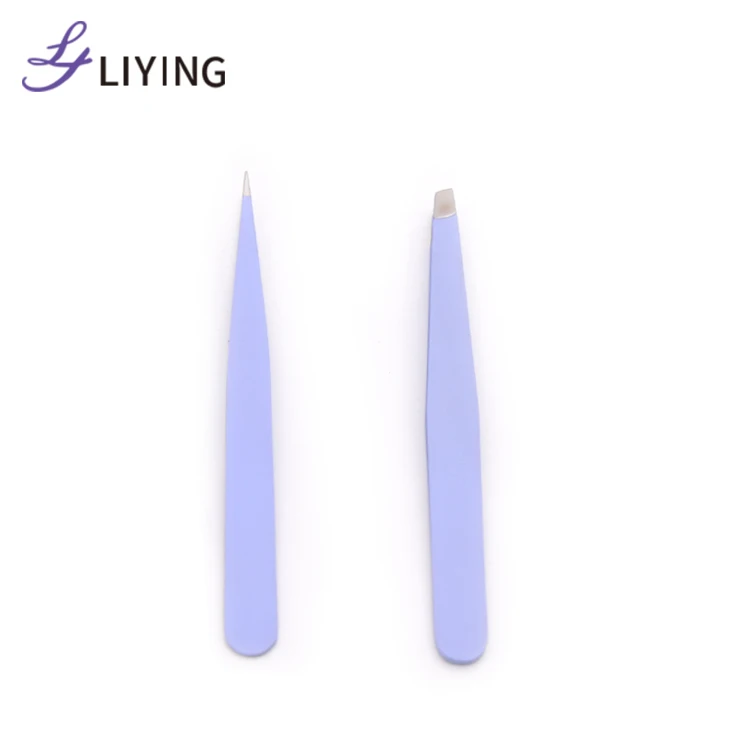 High Quality Customized Beauty Care Tool Stainless Steel Pointed Tip Slanted Eyebrow Eyelash Tweezers