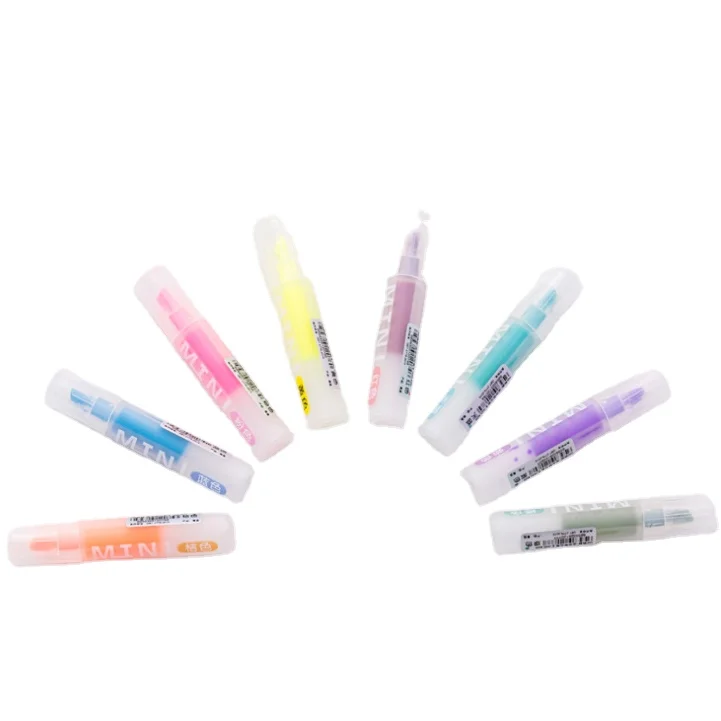 Japanese and Korean popular milk serie transparent pen body colorful package packaging mini highlighter pen