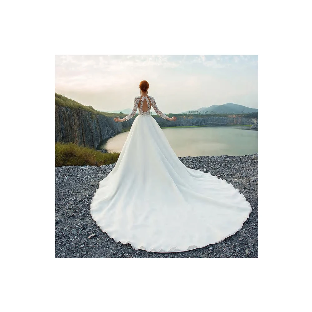 
Factory direct sale solid white lace summer sexy wedding gown wedding dress 