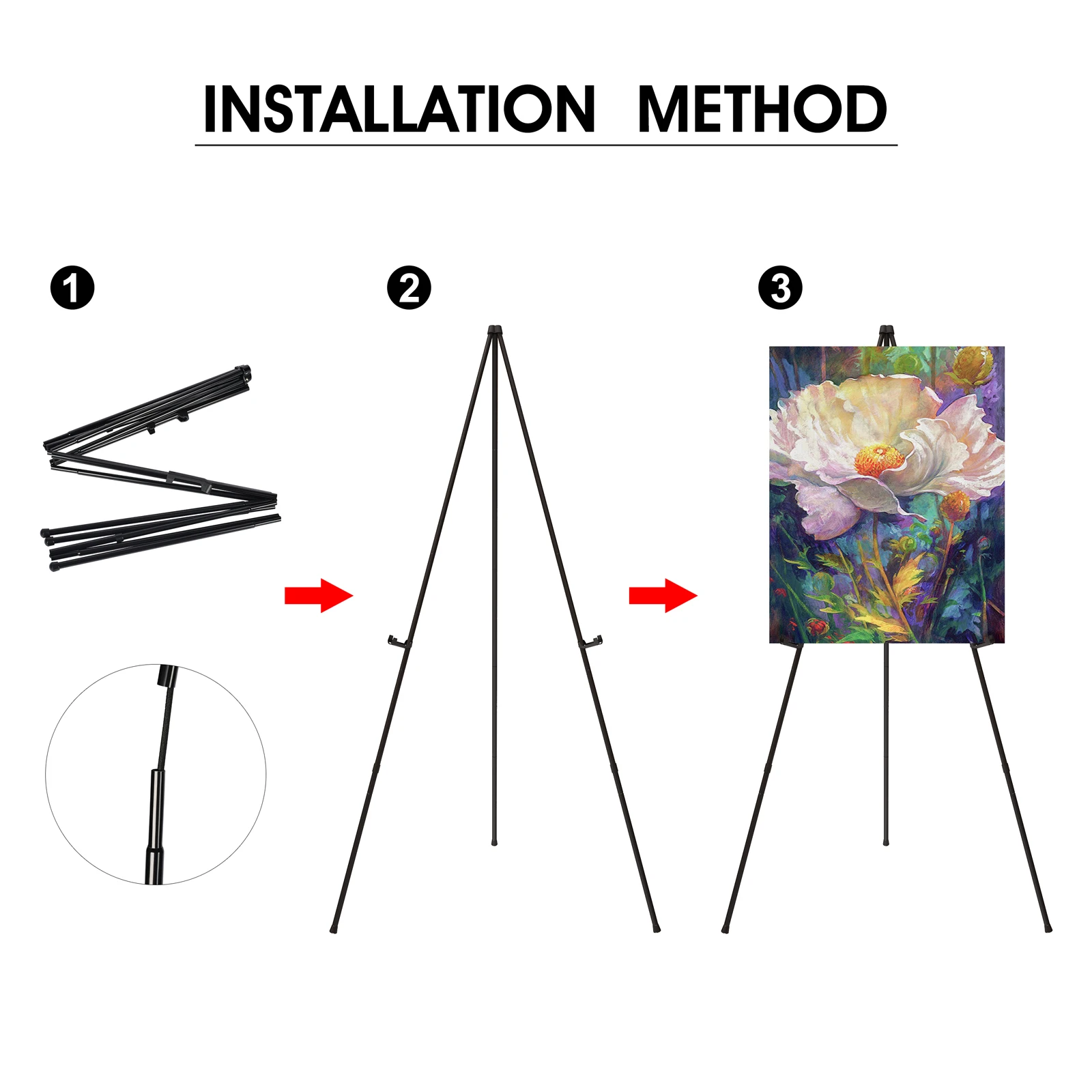 Good quality tripod easel stand with adjustable height ,stable and durable ,  easy to install