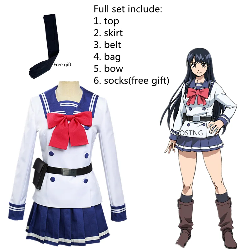 JCOSTNG Anime High-Rise Invasion Yuri Honjo Cosplay JK Uniform Full Set Women Girl Halloween Role Play