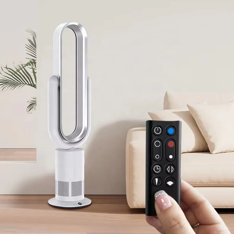 2024 New DC brushless motor Strong wind smooth speed change air cooling table electric bladeless digital tower fan for bedroom