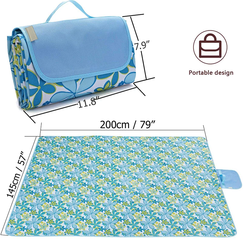 Washable Picnic Blanket Custom Mat Foldable Padded Large Picnic Mat Waterproof with Handle