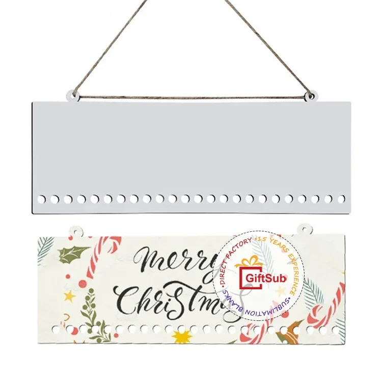Christmas Decor Candy Cane Holder Countdown Sublimation Blank Advent Calendar Door Hangers MDF Wood Hardboard for Heat Press