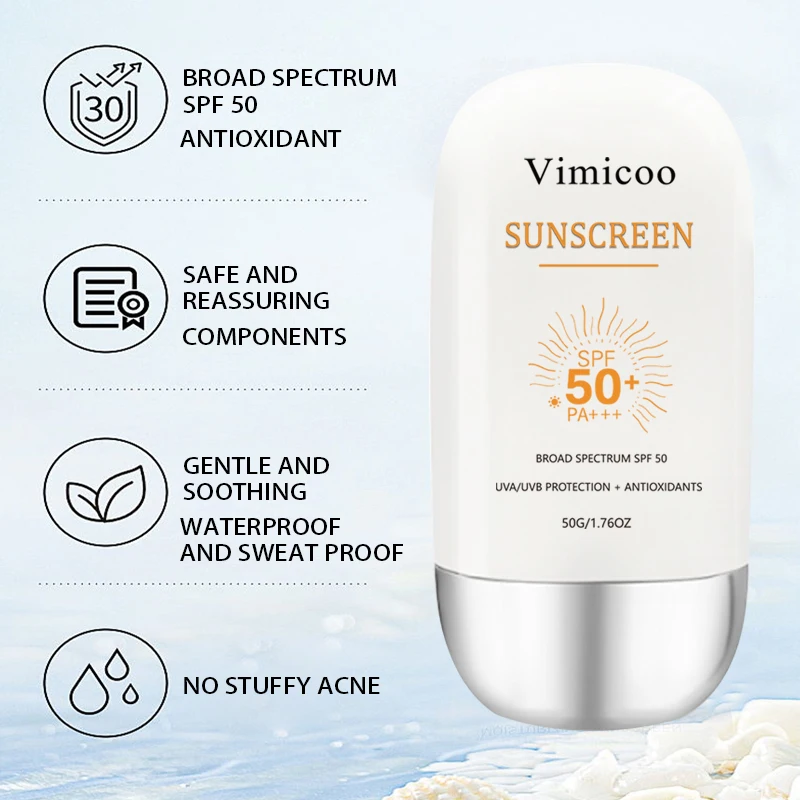 Private label Broad Spectrum SPF 50+ PA+++ Sunscreen moisturizing UVA UVB UV Protection Antioxidants Skin Facial Body Sunscreen