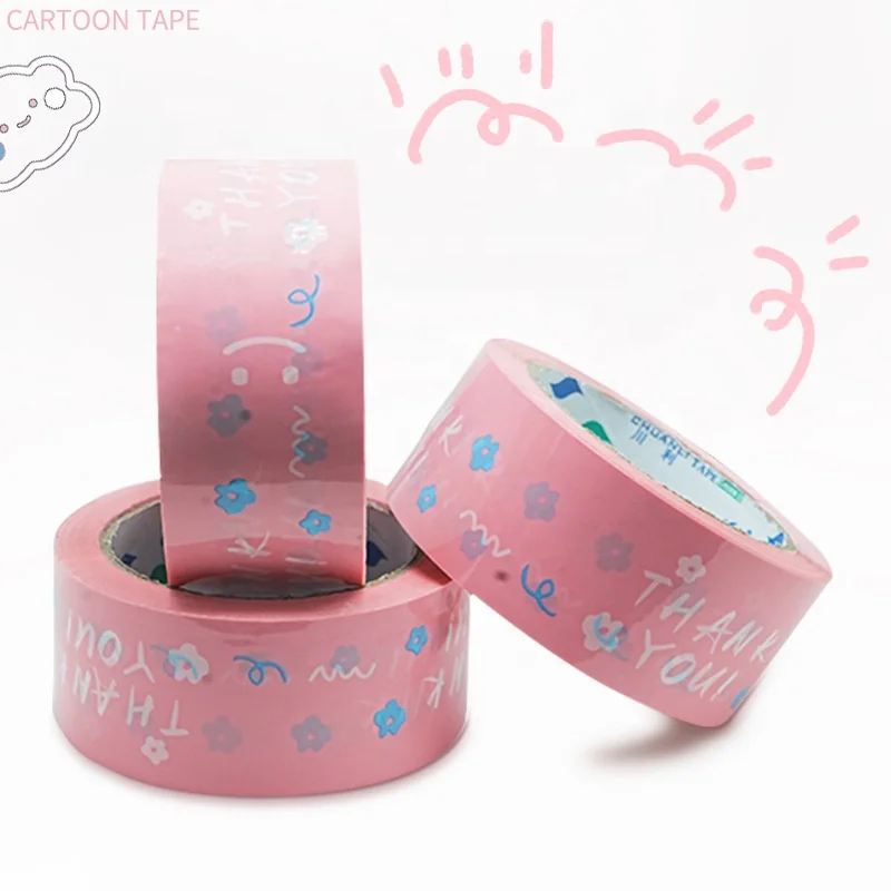 BOPP Printing Tape Thank You Package Tape Colorful Logo Adhesive Package Box Tape For Carton Sealing