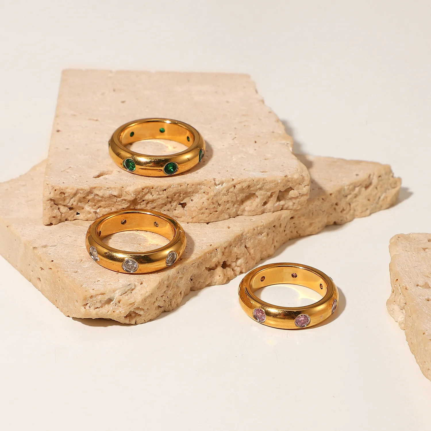 Fashion jewelry 18K Gold Stainless Steel Vintage Zircon Ring Forefinger Knuckle Ring