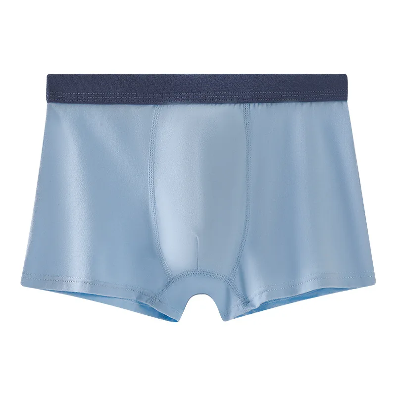 OEM Manufacturer Breathable Cotton blend Boys Boxer Briefs Youth Solid Color Custom waistband Summer Kids Underwear